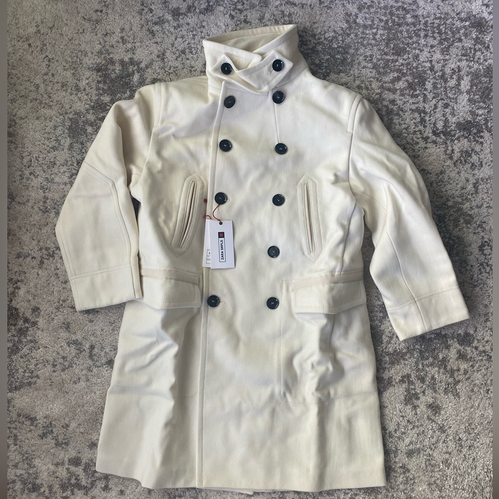 ZARA SRPLS ICE/CT 03 WOOL COAT OYSTER WHITE WOMEN - Picture 1 of 16
